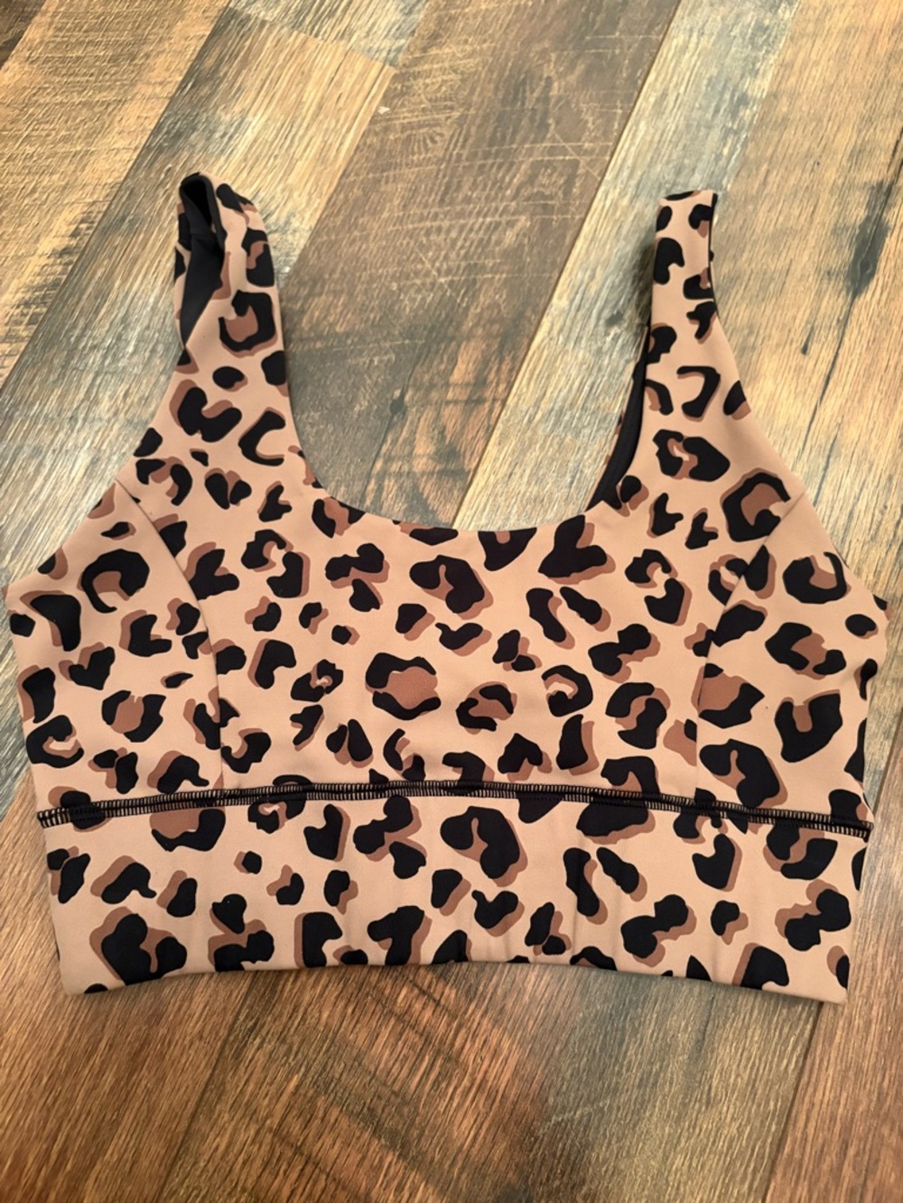 Leopard Print Sports Bra - Tan/Black